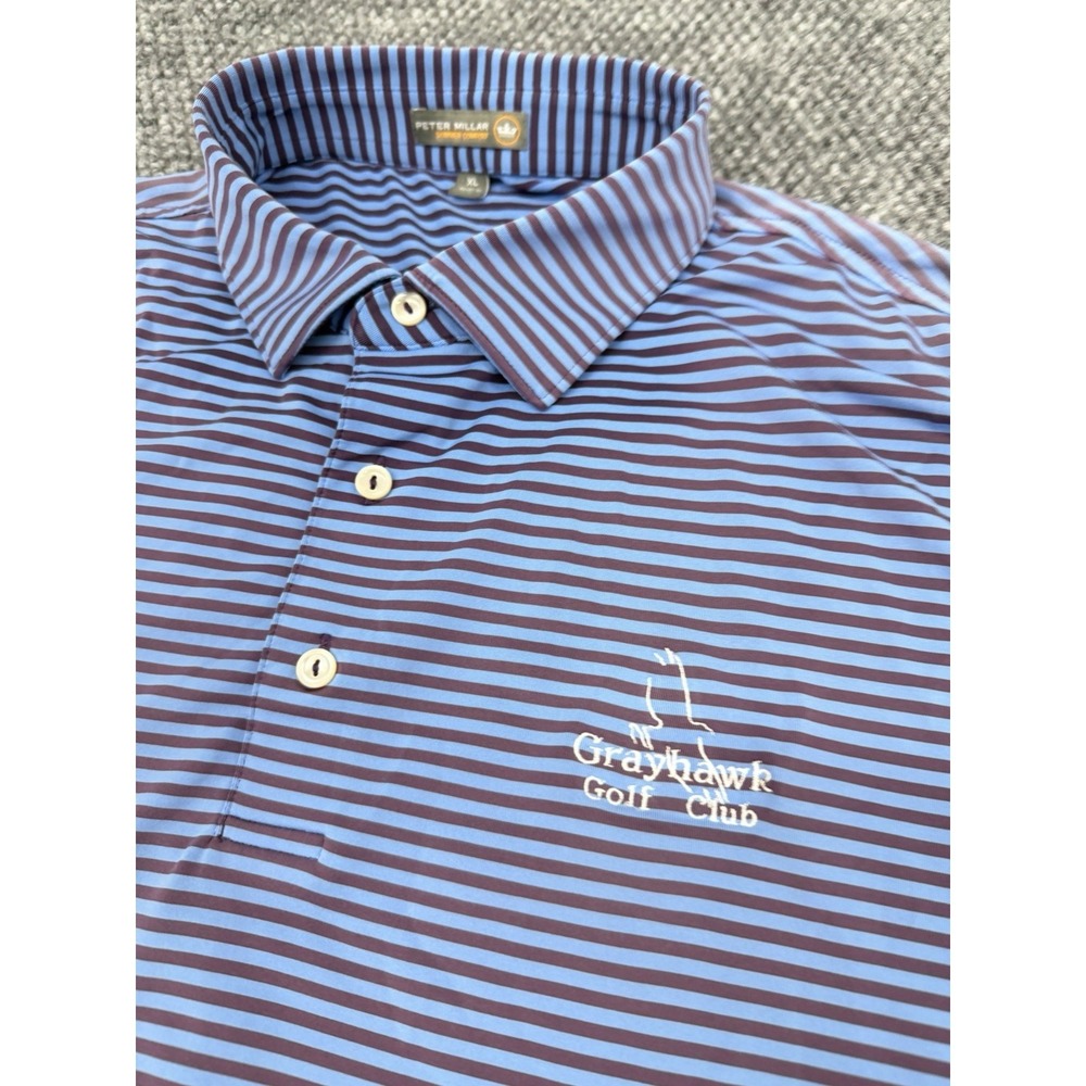 Peter Millar Summer Comfort Men's XL Striped Polo Shirt Grayhawk Golf Club